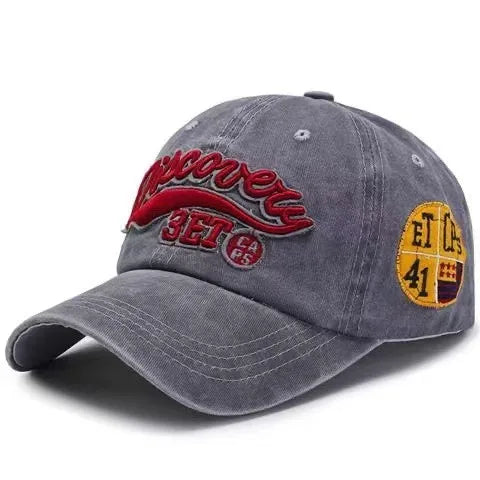 Washed Outdoorsy Baseball Cap With Embroidered Letters Unisex Sporty Fashionable Duckbill Cap Spring Autumn Simple Style