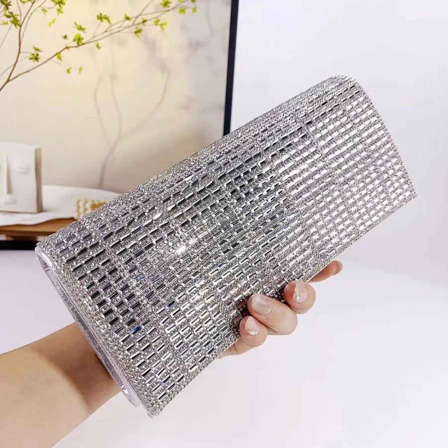 Elegant  Handbag Glitter Fashion Evening Clutch Handmade Diamond Stitching High-End Sensation Women's Purse
