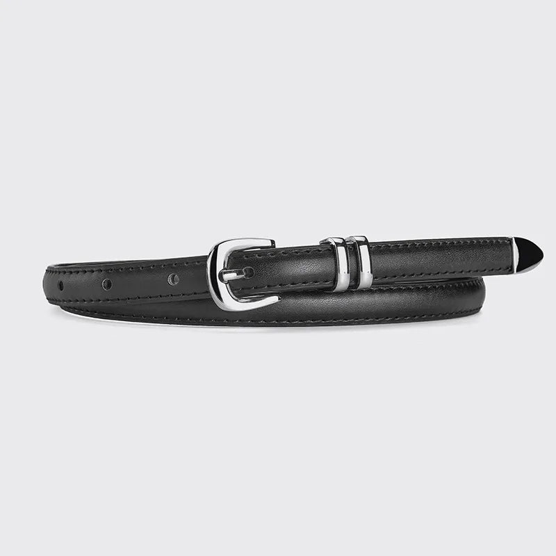 New simple  silver buckle three-piece women's belt high-grade decorative student youth jeans thin belt