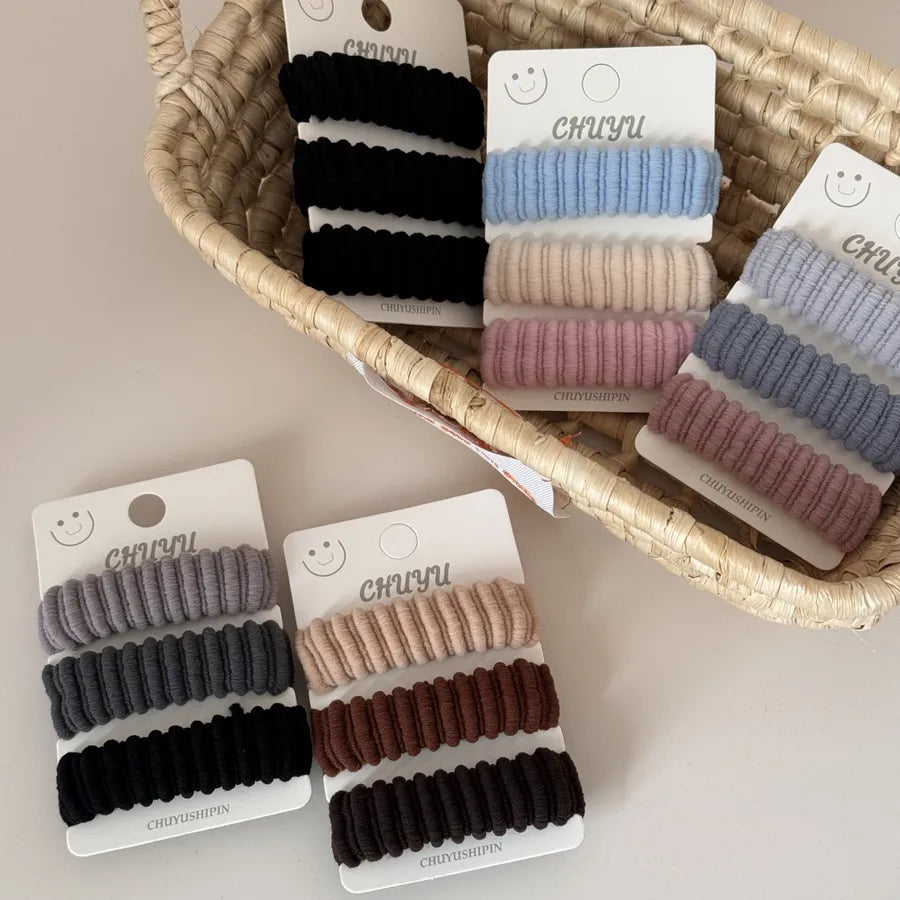 High Elasticity Hair Ties Set Of Three Non-Damaging Wide-Edged Hair Bands Ball Head Skin Cover Head Ropes Versatile Hair Accessories