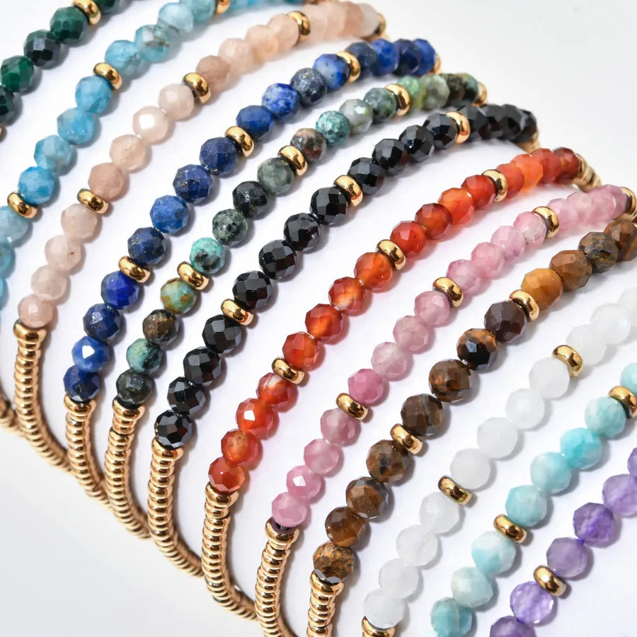 Vintage Style Geometric natural stone Beaded Chain Bracelets In Bulk