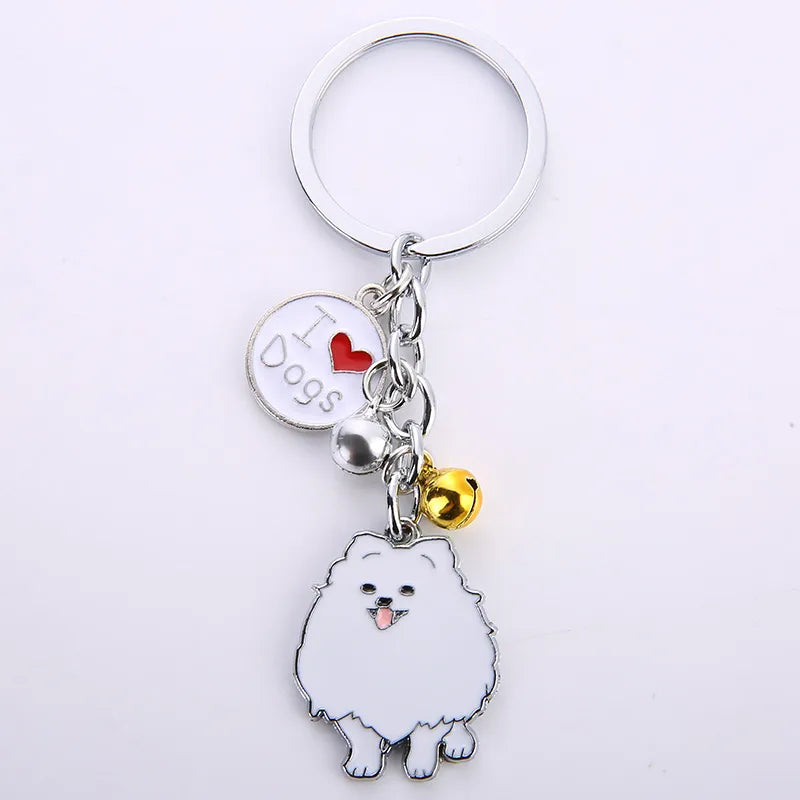 fashion dog metal unisex bag pendant keychain 1 piece