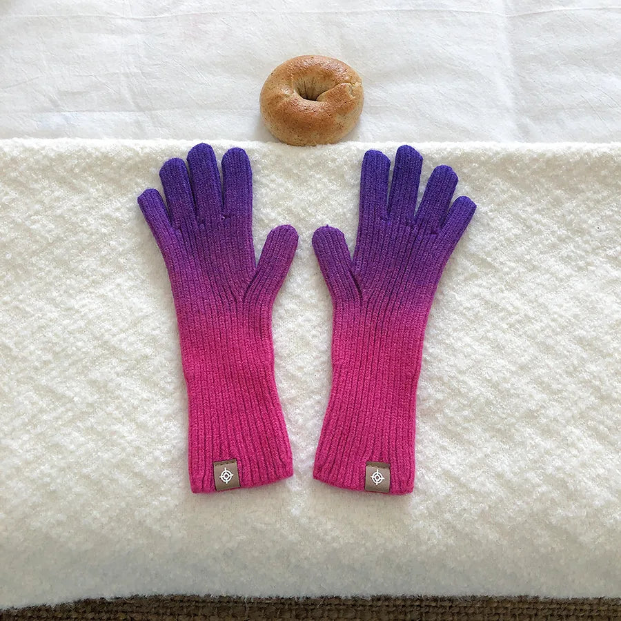 unisex streetwear gradient color gloves 1 pair