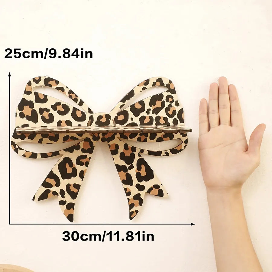 Cute Bow Knot Leopard Boxwood Storage Rack Wall Art