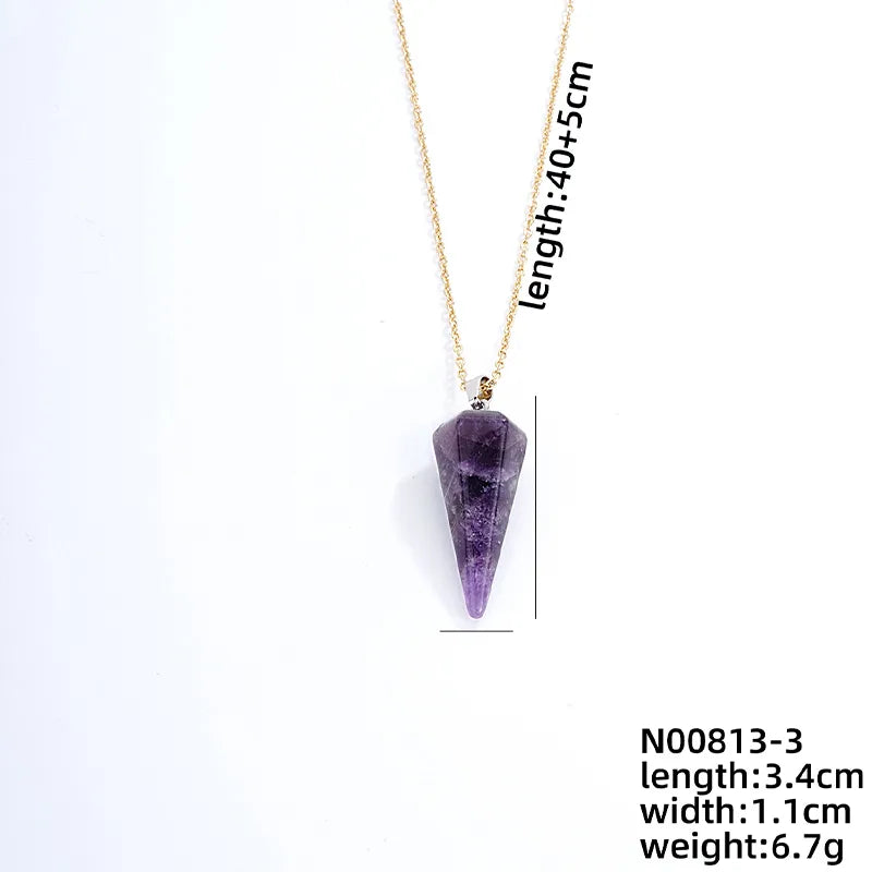 ig style handmade simple style geometric stainless steel natural stone pendant necklace