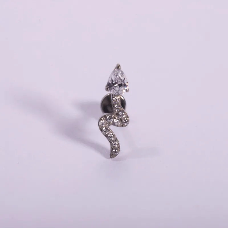 1 Piece Lip Rings Casual Punk Simple Style Cross Letter Heart Shape Titanium Alloy Polishing Plating Zircon 18K Gold Plated Lip Rings Ear Cartilage Rings & Studs