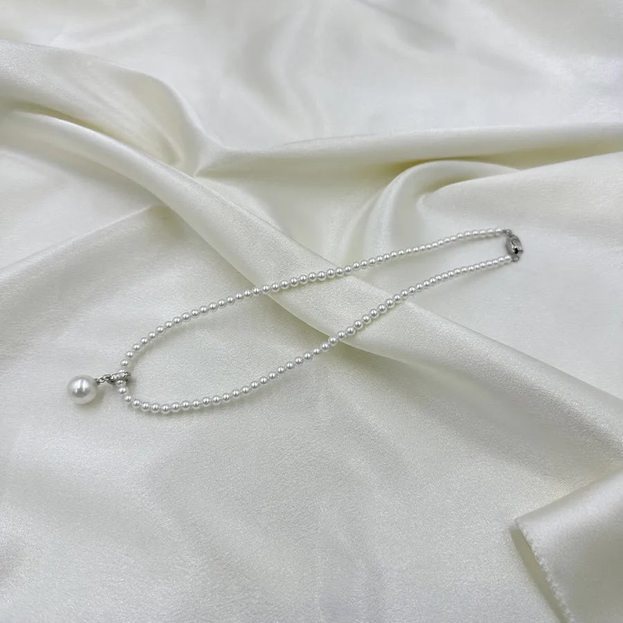 Elegant Round Artificial Pearl Copper Beaded Chain Beaded Necklaces Wholesale