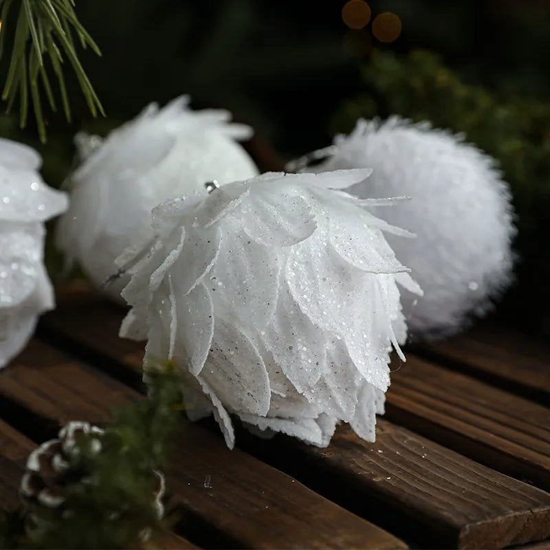 White Petal Foam Christmas Ball Decorations Christmas Tree Ornaments Festive Atmosphere Accessories Business Style European New Version