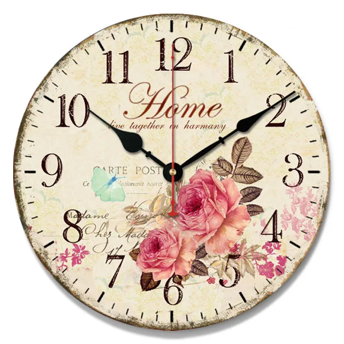 A generation of  wall clock retro simple wooden clock wall hanging decorative round clock creative mute clock