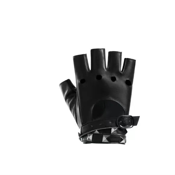 New Ladies Dance Half Finger Gloves Performance Half Punk  Chain Pole Dance Street Dance Leather Gloves