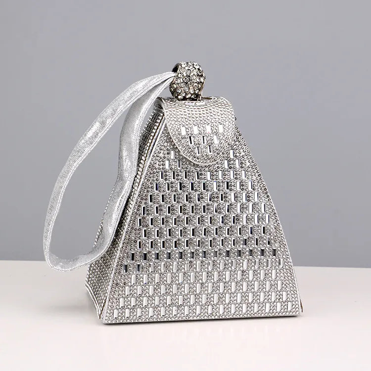 black gold silver pu leather solid color rhinestone evening bags
