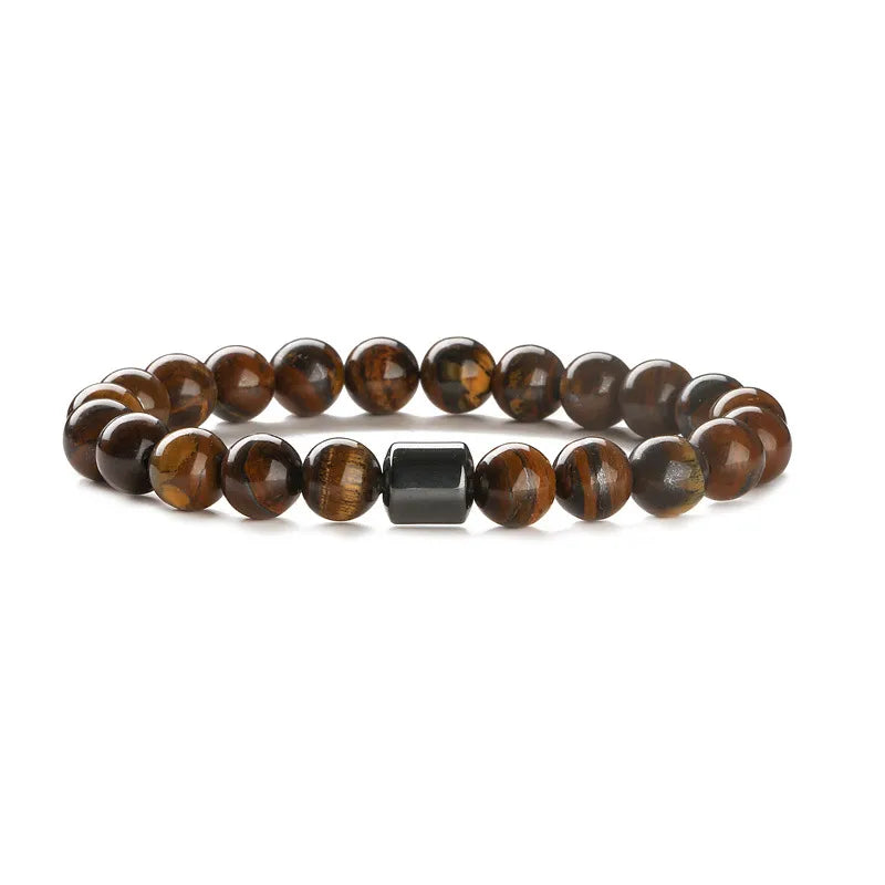 Retro Classic Style Geometric natural stone Tiger Eye black gallstone Bracelets In Bulk
