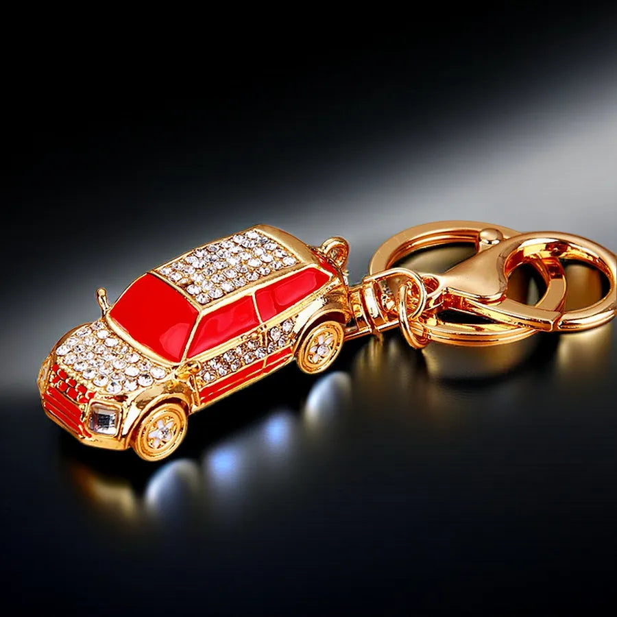 cute car metal diamond women's bag pendant keychain