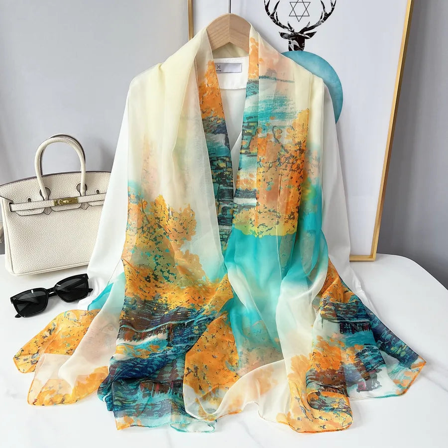 Women's Elegant Basic Color Block Polyester Scarf