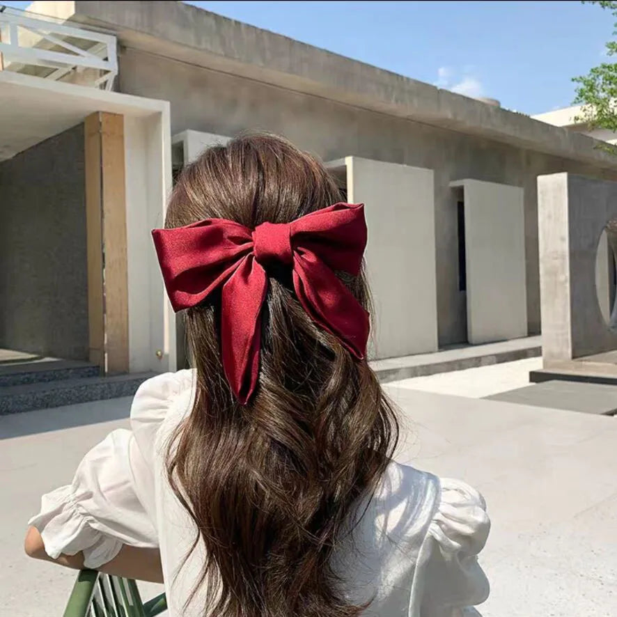princess bow knot satin hair clip