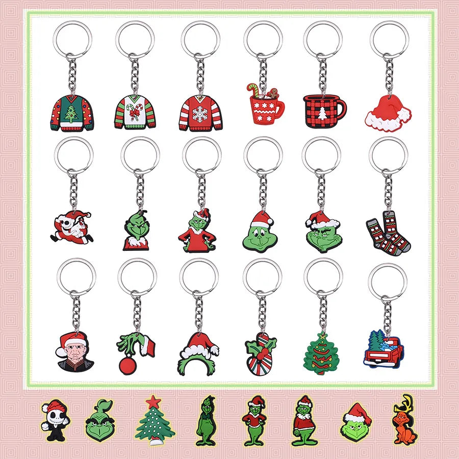 Cartoon Style Cartoon Character Christmas Hat Christmas Socks PVC Metal Christmas Women's Bag Pendant Keychain