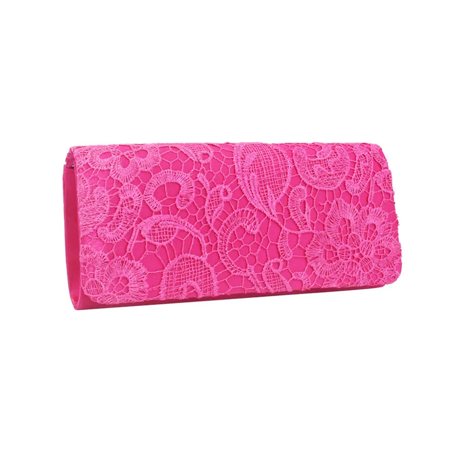 [new Style] Lace Floral Silk Ladies Clutch Bag Casual and Generous Evening Gift Bag Fashion Evening Bag