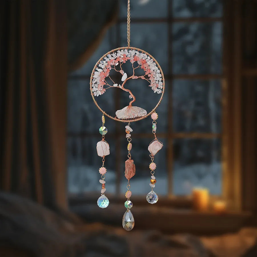 Valentine'S Day Birthday Romantic Life Tree Crystal gravel copper wire Dreamcatcher Wall Art