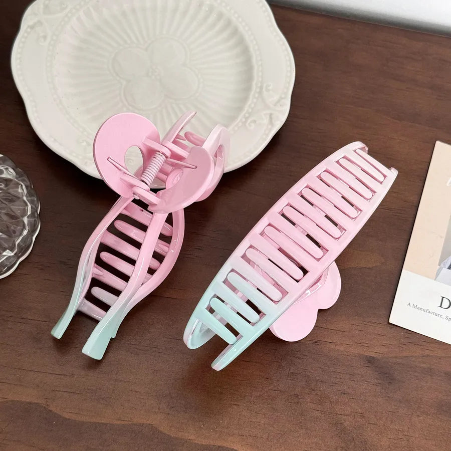 Dove Elegant Green Pink Gradient Shark Hair Clip Women's Luxury Sensation Headwear Perfect for Updos and Ponytails