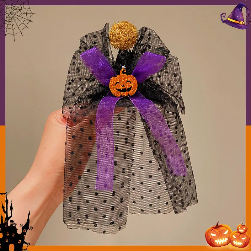 Halloween Cute Funny Kid'S Pumpkin Bat Hair Clip