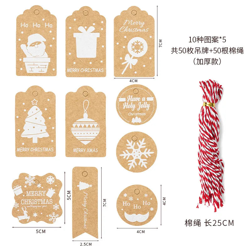 Christmas Fashion Christmas Tree Santa Claus Snowman Kraft Paper Party Hanging Ornaments