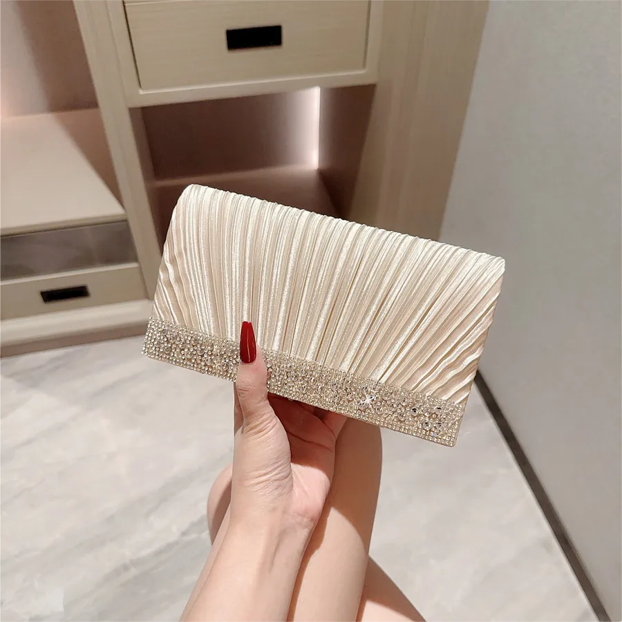 Apricot satin Solid Color Square Evening Bags