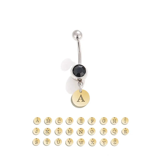 1 Piece Belly Rings Classic Style Cool Style Round Letter 302 Stainless Steel Tungsten Steel 14K Gold Plated 18K Gold Plated Belly Rings