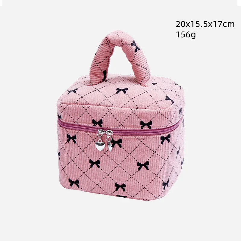 Cute Bow Knot Cotton Square Makeup Bags & Storage