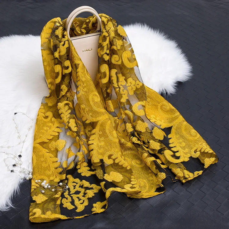 women's simple style color block organza scarf