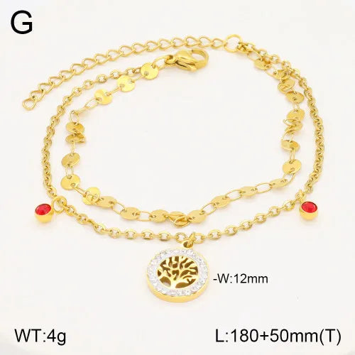 Casual Elegant Cross Moon Heart Shape 304 Stainless Steel 18K Gold Plated Rhinestones cable chain Bracelets In Bulk