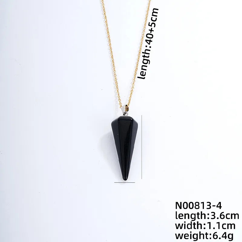 ig style handmade simple style geometric stainless steel natural stone pendant necklace