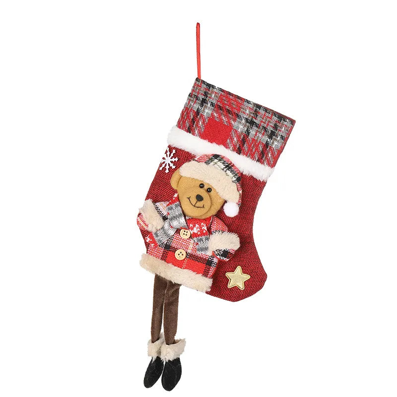 christmas retro santa claus snowman elk cloth party christmas socks