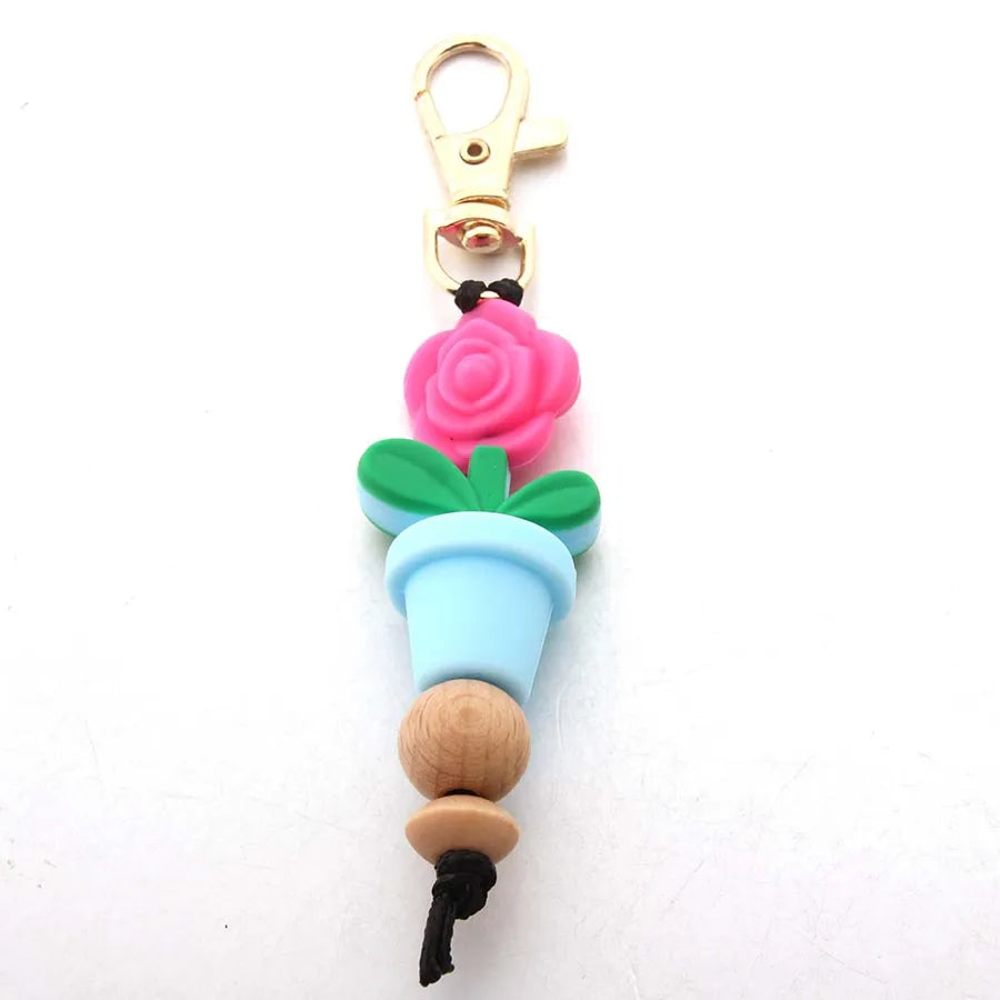 Sweet Flower Silica Gel Women's Bag Pendant Keychain
