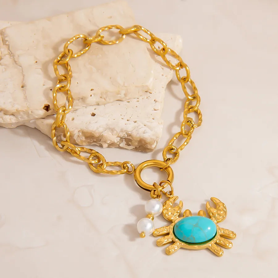 Elegant Glam Luxurious Crab 304 Stainless Steel 18K Gold Plated cable chain Bracelets In Bulk