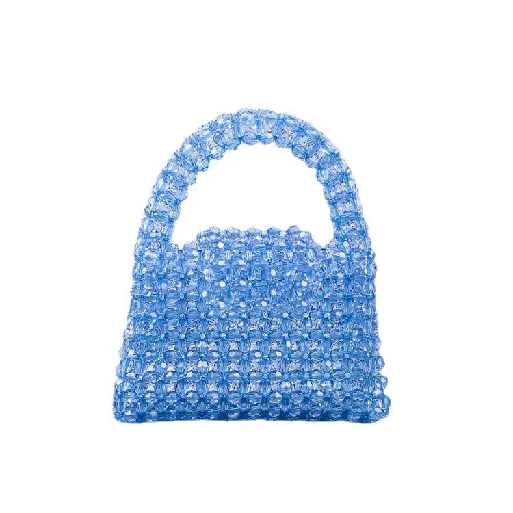 Women's Medium Arylic Geometric Streetwear Beading Weave Square Flip Cover Handbag