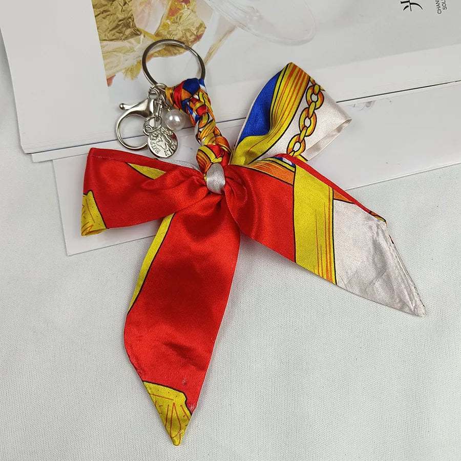 Sweet Simple Style Bow Knot Cloth Metal Unisex Bag Pendant Keychain