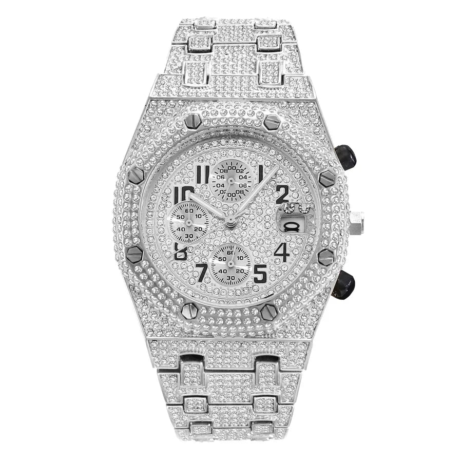 Simple Style Shiny Solid Color Butterfly Double Snap Quartz Watch Men's Watches