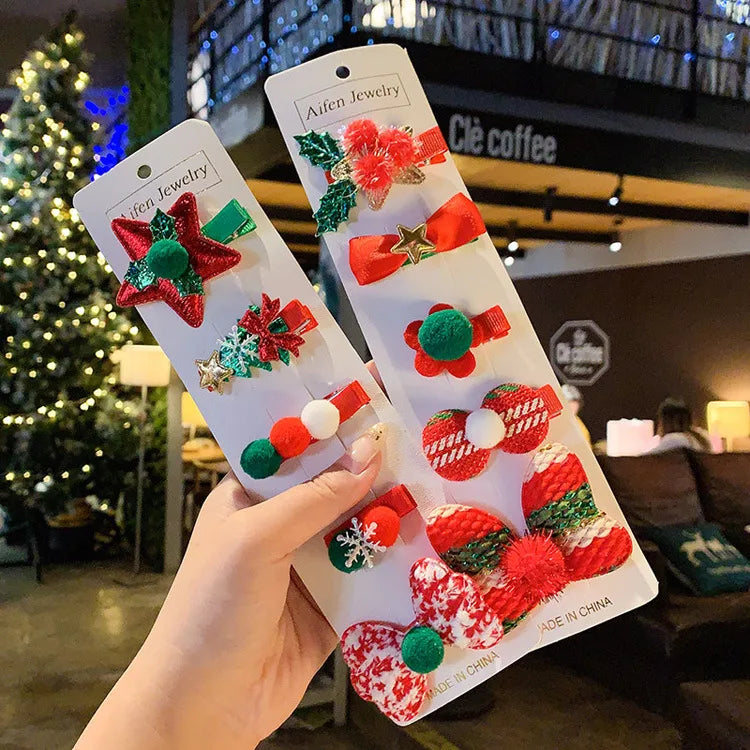 simple style christmas tree snowman cloth hair clip 1 set