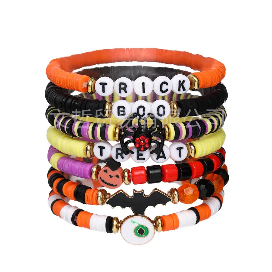 Simple Style Pumpkin Spider Bat soft clay Beaded Bracelets Christmas Wholesale