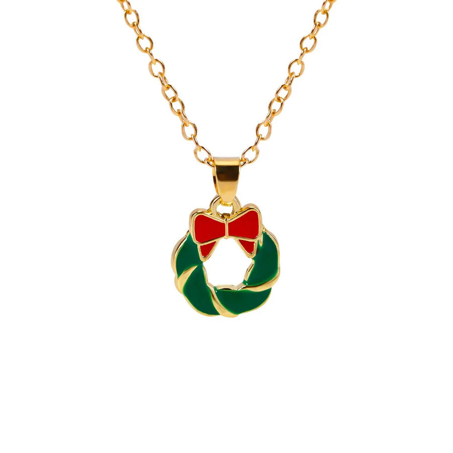 Christmas Themed Alloy Pendant Necklace With Bell Snowflake Design Geometric Pattern For Men And Women Christmas Tree Santa Claus Deer Stick