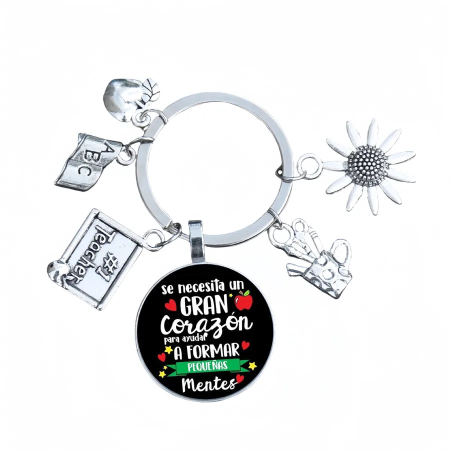 Modern Style Letter Flower Alloy Glass Unisex Keychain