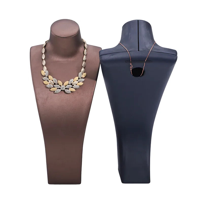 L-Shape Portrait Jewelry Necklace Display Stand Model Prop Matte Leather Pendant Window Counter Display Props