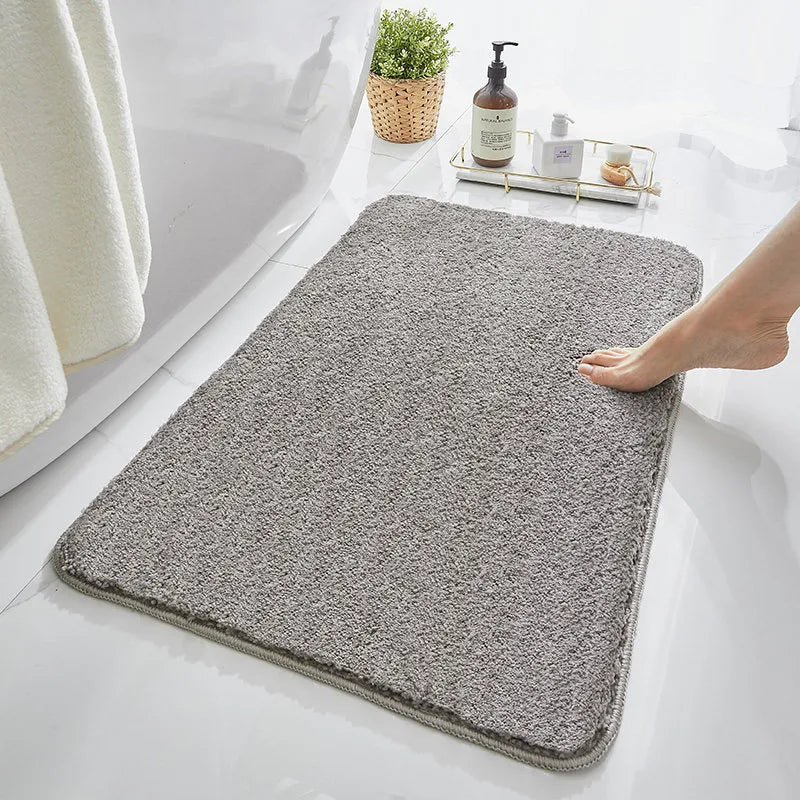 Household Bathroom Door Mat Solid Color Simple Bathroom Absorbent Non-Slip Mat Spot  Thickened Fiber Floor Mat