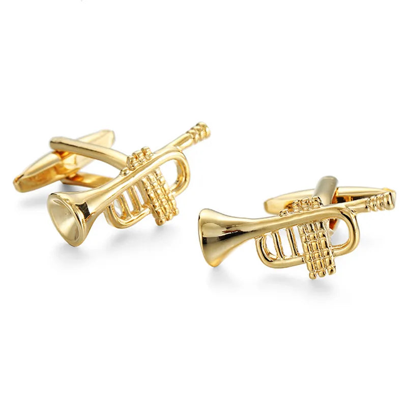 Elegant Formal Musical Instrument Geometric Copper Plating Unisex Cufflinks