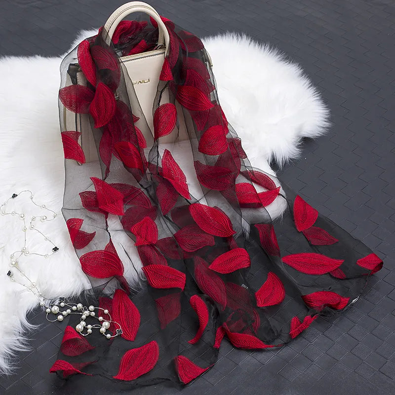 women's simple style color block organza scarf