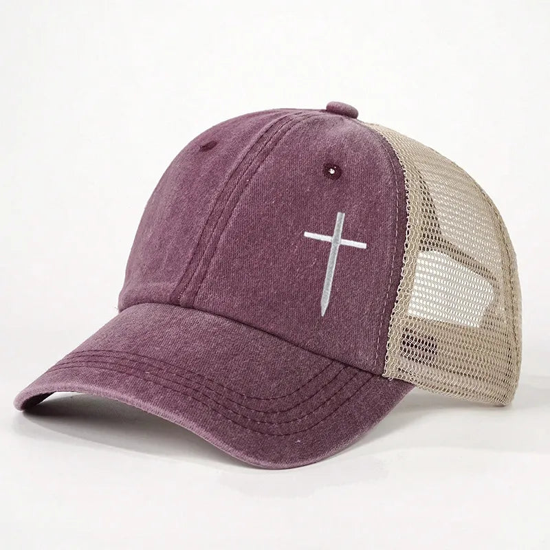 Unisex Casual Retro Cross Color Block Curved Eaves Baseball Cap