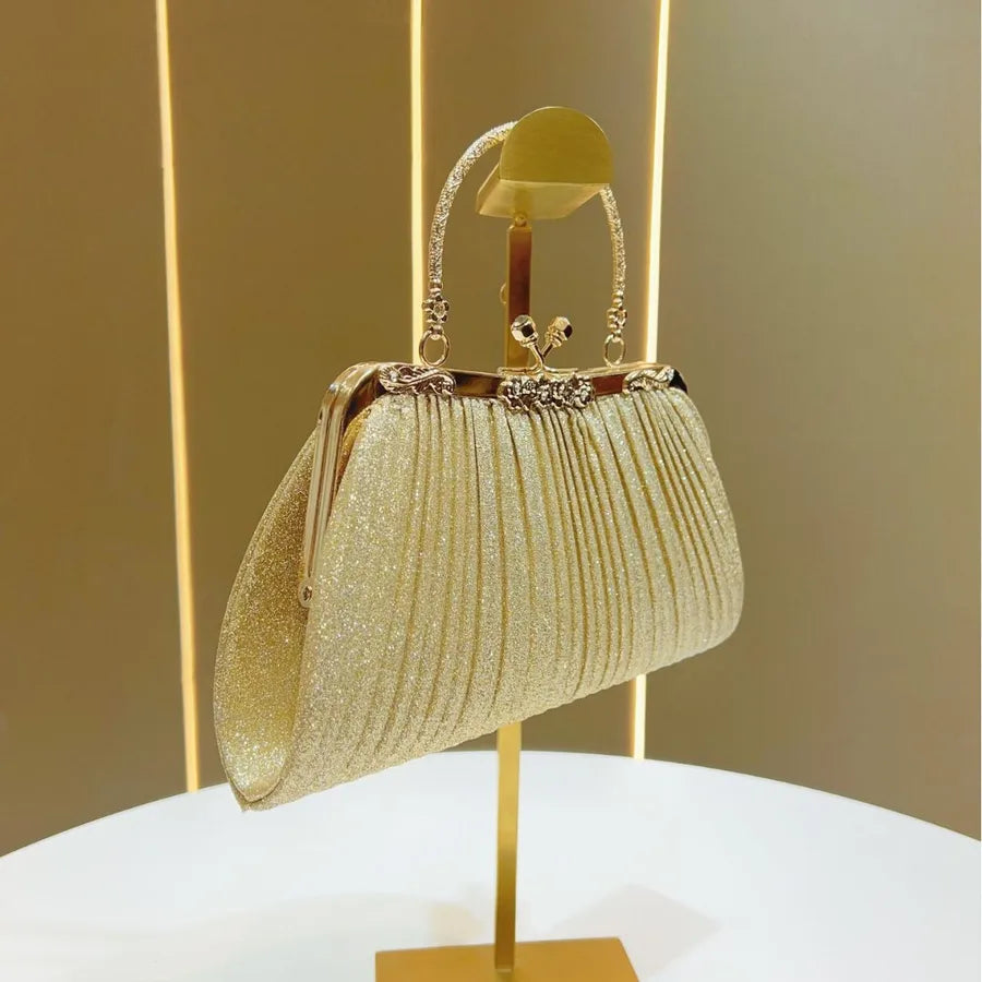 Elegant Women's Folded Handbag For Dinner Party High-End Sensation Luxury Clutch Bag Square Shape Polyester Fashion Element