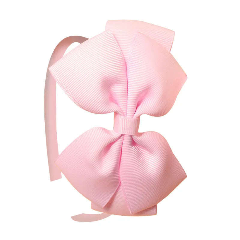 Popular  Kidsren's Pure Color Ribbed Rainbow Bow Head Buckle Small Fresh Versatile Girl Headband Hot Sale