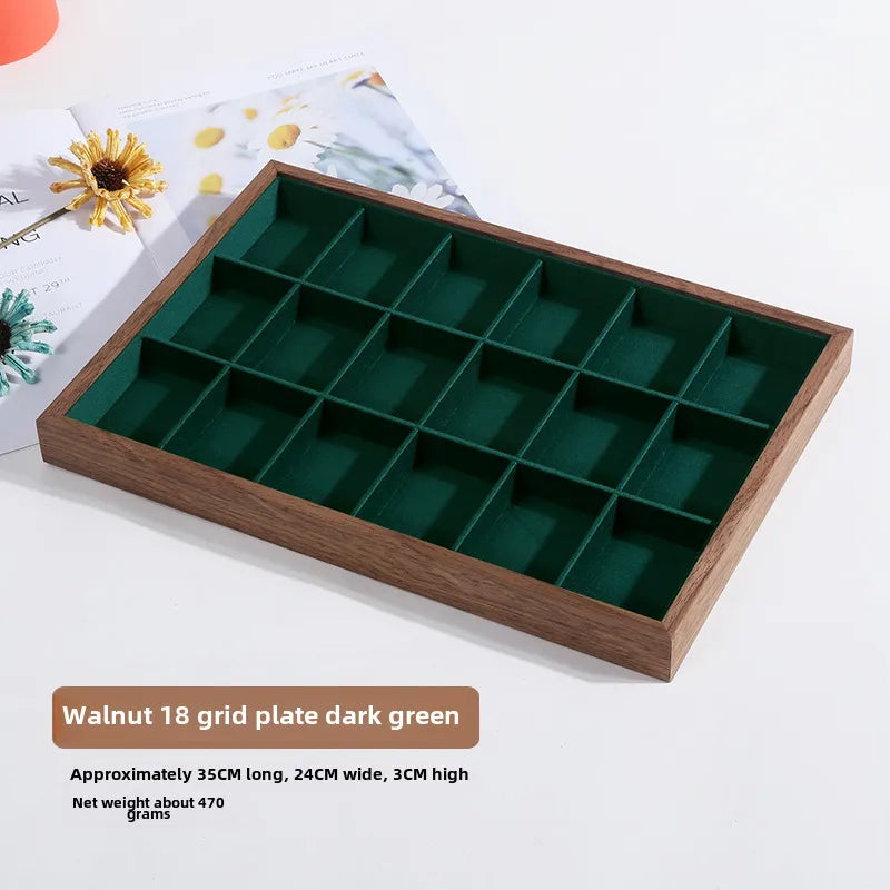 Walnut wood grain jewelry storage box ring tray stud earrings necklace watch tray jewelry bracelet display