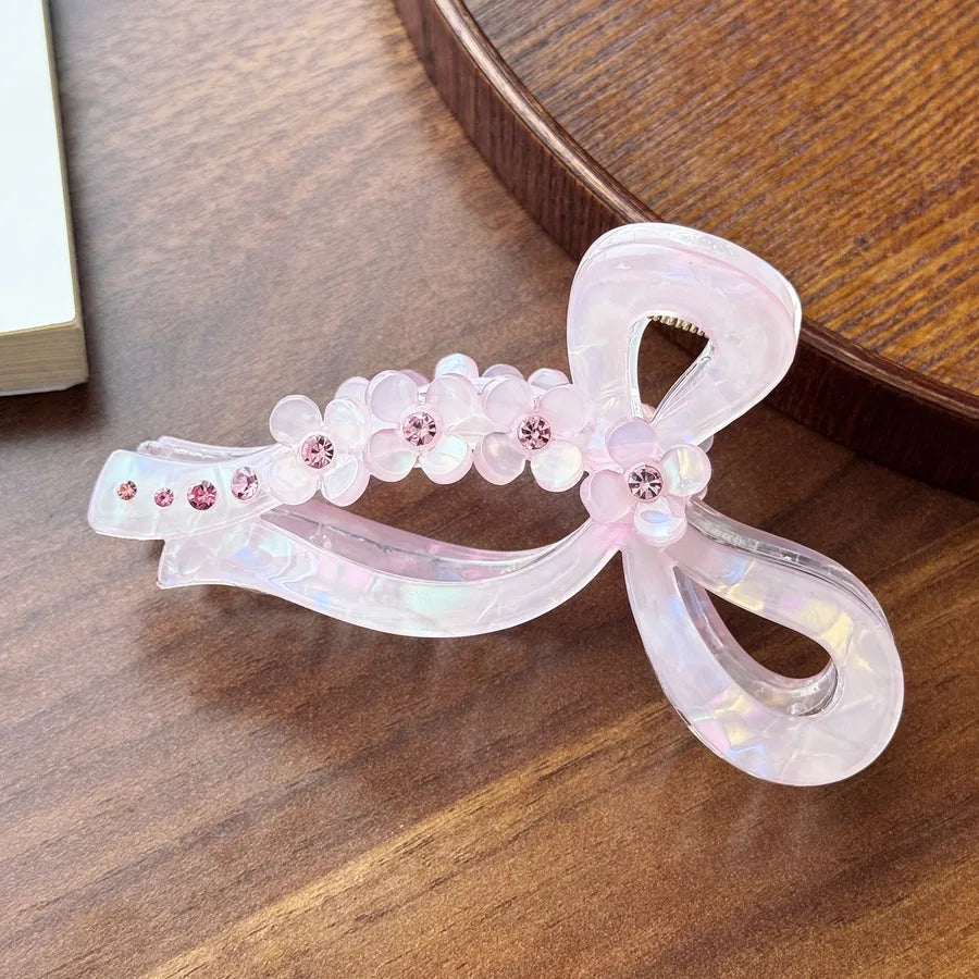 Elegant Large Butterfly Knot Diamond Embedded 3D Flower Hair Clip Luxury High Ponytail Hair Clip For Women Hair Accessories